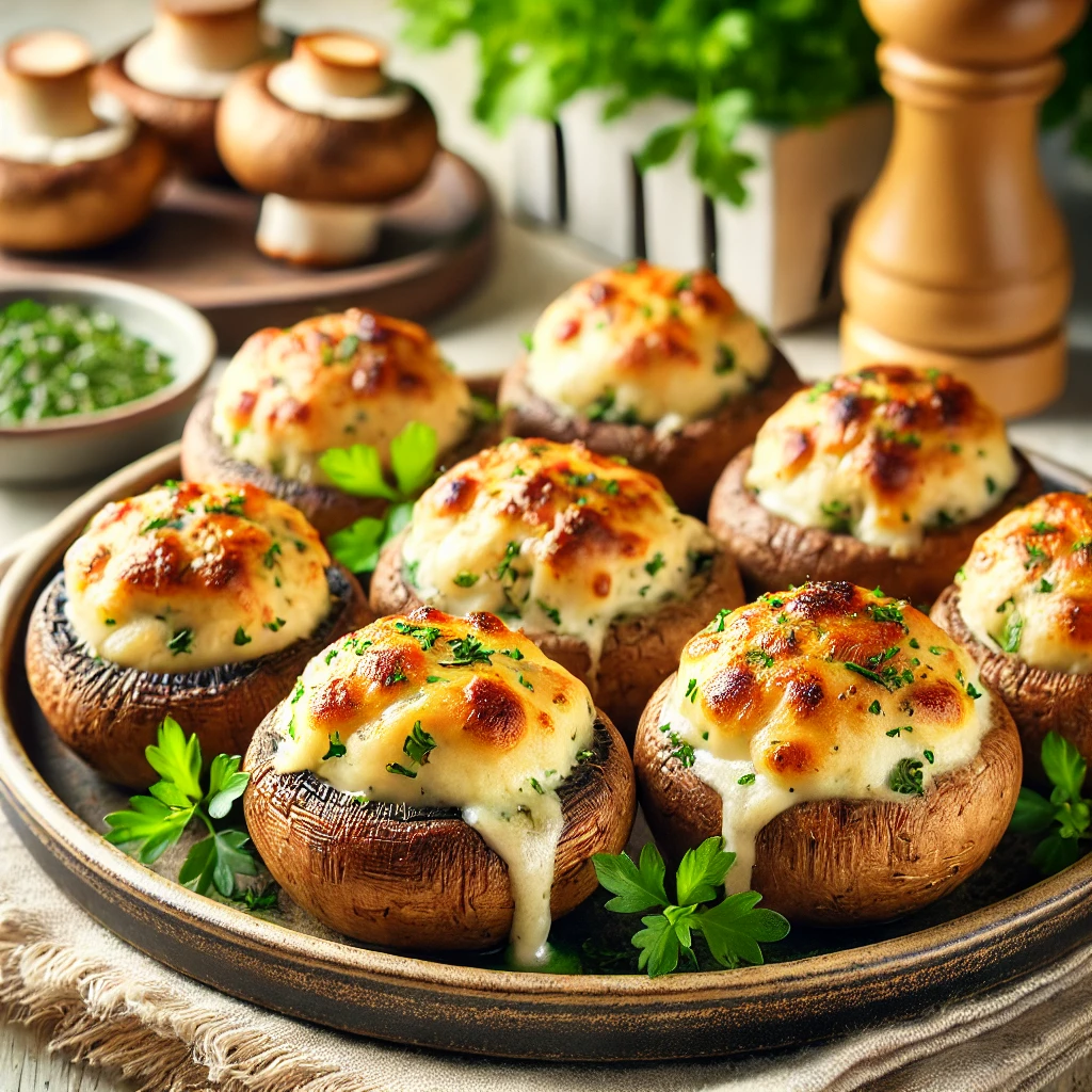Leckere gefüllte Champignons aus der Heißluftfritteuse